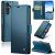 CaseMe Samsung Galaxy S24 FE Wallet RFID Blocking Magnetic Buckle Case Blue