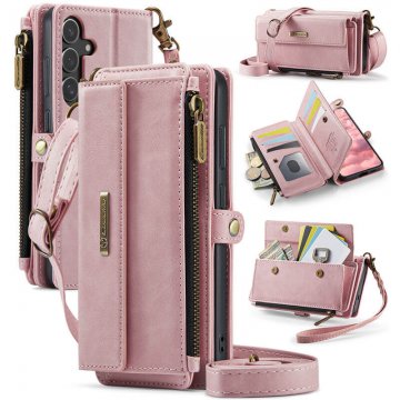 CaseMe Samsung Galaxy S25 Plus Crossbody Wallet Case with RFID Blocking & Wireless Charging Pink