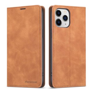 Forwenw iPhone 12/12 Pro Wallet Kickstand Magnetic Shockproof Case Brown