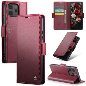 CaseMe Xiaomi Redmi Note 14 4G Wallet RFID Blocking Magnetic Buckle Case Red