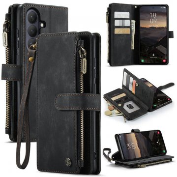 CaseMe Samsung Galaxy S26 Plus Wallet Kickstand Case with Wrist Strap Black