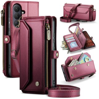 CaseMe Samsung Galaxy S26 Plus RFID Blocking Wallet Crossbody Case with Wireless Charging Red