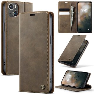 CaseMe iPhone 13 Magnetic Wallet Case with RFID Blocking Coffee
