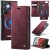 CaseMe Samsung Galaxy S22 Ultra 2-in-1 Magnetic Wallet Case – Wireless Charging & RFID Blocking Red
