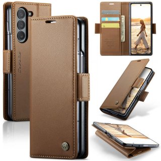 CaseMe Samsung Galaxy Z Fold6 Wallet RFID Blocking Magnetic Buckle Case Brown