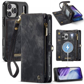 CaseMe iPhone 17 Pro Max 2-in-1 Magnetic Wallet Case with MagSafe & RFID Blocking Black