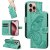 For iPhone 16 Pro Butterfly Embossed Wallet Kickstand Case Green