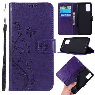 Samsung Galaxy S20 Plus Butterfly Pattern Wallet Magnetic Stand Case Purple