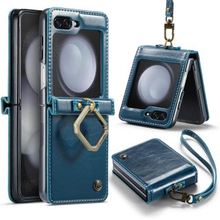 CaseMe Samsung Galaxy Z Flip5 Luxury Case with Wrist Strap Blue