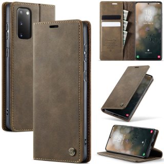 CaseMe Samsung Galaxy S20 Magnetic Wallet Case with RFID Blocking Coffee