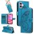 For iPhone 16 Butterfly Embossed Wallet Kickstand Case Blue