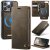 CaseMe iPhone 15 Pro Max 2-in-1 Magnetic Wallet Case – Wireless Charging & RFID Blocking Coffee