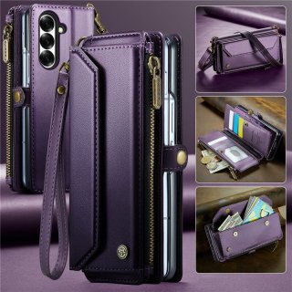 CaseMe Samsung Galaxy Z Fold7 Wallet Case with Crossbody Strap, RFID Blocking & Wireless Charging Support Purple