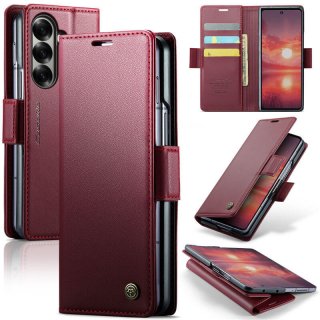 CaseMe Samsung Galaxy Z Fold7 Wallet RFID Blocking Magnetic Buckle Case Red