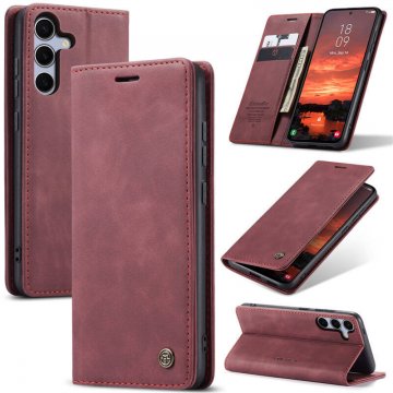 CaseMe Samsung Galaxy S25 Wallet Magnetic Suede Leather Case Red