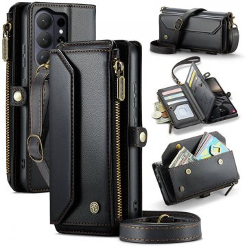 CaseMe Samsung Galaxy S26 Ultra RFID Blocking Wallet Crossbody Case with Wireless Charging Black
