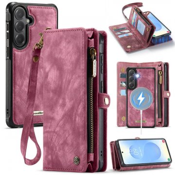 CaseMe Samsung Galaxy S26 Plus 2-in-1 Magnetic RFID Wallet Case with Wireless Charging & Wrist Strap Red