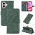 For iPhone 16 Imprinted Line Wallet Magnetic Kickstand Case Green