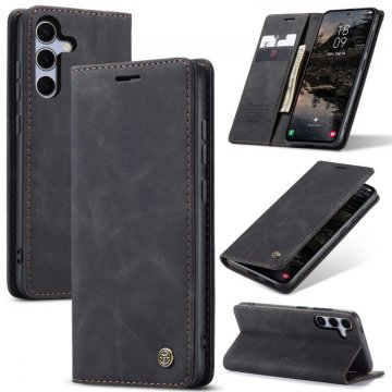 CaseMe Samsung Galaxy S25 Plus Wallet Magnetic Suede Leather Case Black