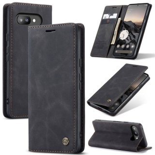 CaseMe Google Pixel 9A Wallet Magnetic Suede Leather Case Black