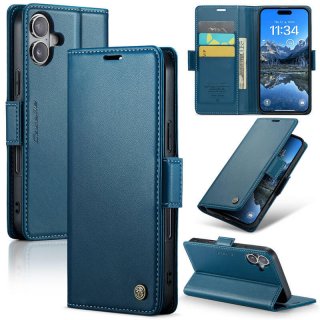CaseMe iPhone 17 Wallet RFID Blocking Magnetic Buckle Case Blue