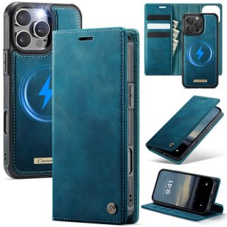 CaseMe iPhone 16 Pro 2-in-1 Magnetic Wallet Case – Wireless Charging & RFID Blocking Blue