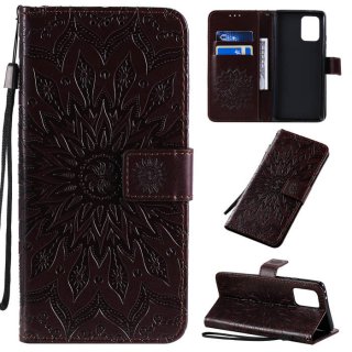 Samsung Galaxy A91/S10 Lite Embossed Sunflower Wallet Stand Case Brown