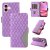 For iPhone 16 Color Splicing Wallet Magnetic Kickstand Case Purple