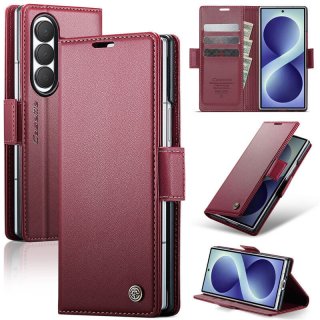 CaseMe Samsung Galaxy Z Fold8 Ultra RFID Wallet Case with Magnetic Buckle & Wireless Charging Red