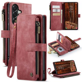 CaseMe Samsung Galaxy A57 Wallet kickstand Case with Wrist Strap Red