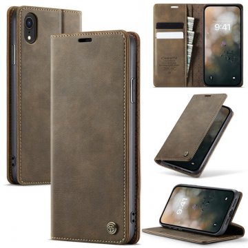 CaseMe iPhone XR Magnetic Wallet Case with RFID Blocking Coffee