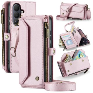 CaseMe Samsung Galaxy S26 RFID Blocking Wallet Crossbody Case with Wireless Charging Pink
