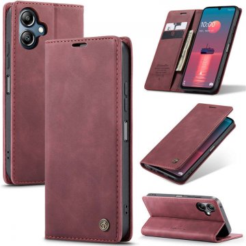 CaseMe Samsung Galaxy A06 Wallet Magnetic Suede Leather Case Red