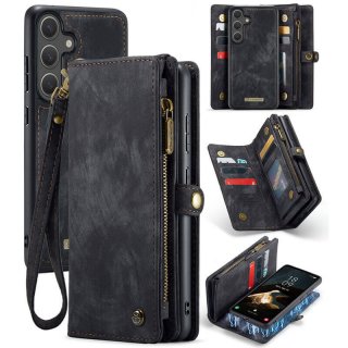 CaseMe Samsung Galaxy S25 Plus Wallet Case with Wrist Strap Black