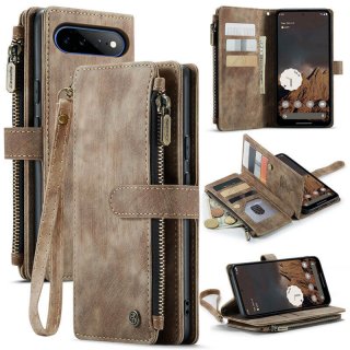 CaseMe Google Pixel 11 Pro XL Wallet Case with Zipper Pocket & Wireless Charging Coffee