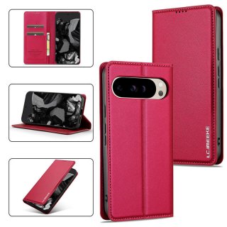 LC.IMEEKE Google Pixel 9/9 Pro Silm Wallet Kickstand Magnetic Case Red