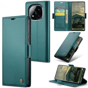 CaseMe Xiaomi Redmi Note 14 Pro 4G Wallet RFID Blocking Magnetic Buckle Case Green