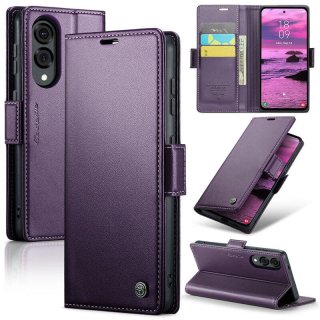 CaseMe Samsung Galaxy S25 Edge Wallet RFID Blocking Magnetic Buckle Case Purple