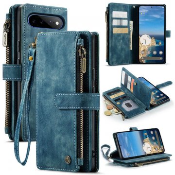 CaseMe Google Pixel 11 Pro XL Wallet Case with Zipper Pocket & Wireless Charging Blue