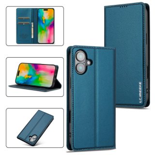 LC.IMEEKE iPhone 16 Silm Wallet Kickstand Magnetic Case Blue