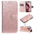 For iPhone 16 Pro Embossed Sunflower Pattern Wallet Magnetic Case Rose Gold