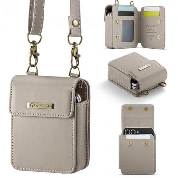 CaseMe Samsung Galaxy Z Flip6 Crossbody Bag Wallet RFID Blocking Case Gray