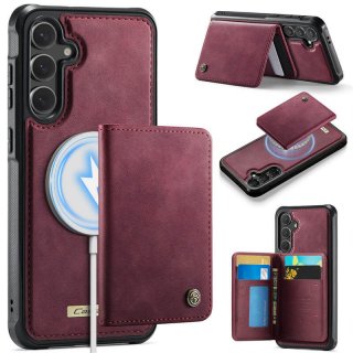 CaseMe Samsung Galaxy S24 FE Detachable Magnetic Wallet Case with RFID Blocking & Wireless Charging - Red