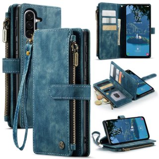 CaseMe Samsung Galaxy A17 Wallet kickstand Case with Wrist Strap Blue