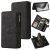 For iPhone 16 Pro Max Wallet 15 Card Slots Leather Case with Wrist Strap Black