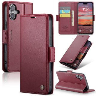 CaseMe iPhone 17 Wallet RFID Blocking Magnetic Buckle Case Red