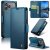 CaseMe iPhone 17 Pro Wallet RFID Blocking Magnetic Buckle Case Blue