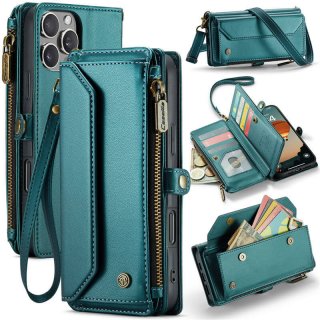 CaseMe iPhone 16 Pro Max Wallet RFID Blocking Crossbody Case Support Wireless Charging Green