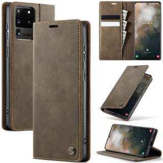 CaseMe Samsung Galaxy S20 Ultra Magnetic Wallet Case with RFID Blocking Coffee