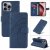 For iPhone 16 Pro Max Imprinted Line Wallet Magnetic Kickstand Case Blue